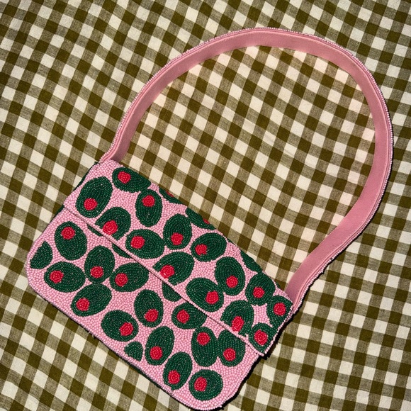 Anthropologie Handbags - Anthropologie Pink and Green Beaded Bag